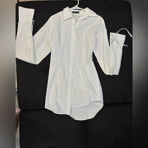 Classic White Button-Up Shirt Dress